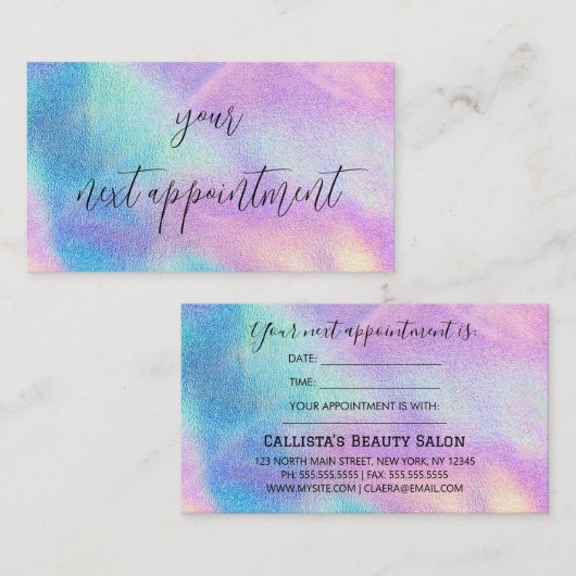 Carte De Rendez-vous Simple (Devant / Derrière)