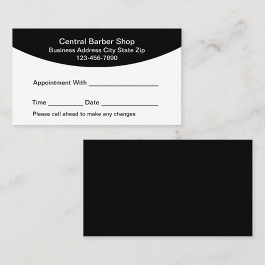 Carte De Rendez-vous Simple Barber Shop Appointment Cards (Devant / Derrière)