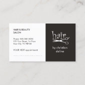 Carte de rendez-vous simple Black White Hair (Devant)