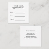Carte De Rendez-vous Simple Elegant Black & White Appointment Card (Devant / Derrière)