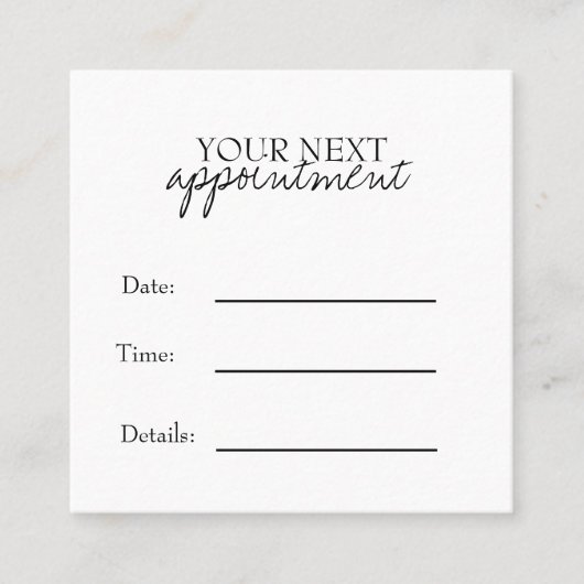 Carte De Rendez-vous Simple Elegant Black & White Appointment Card (Devant)