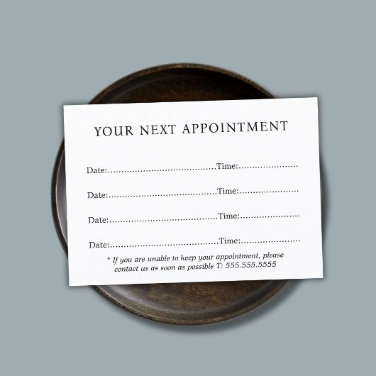 Carte De Rendez-vous Simple Elegant Black White Beauté