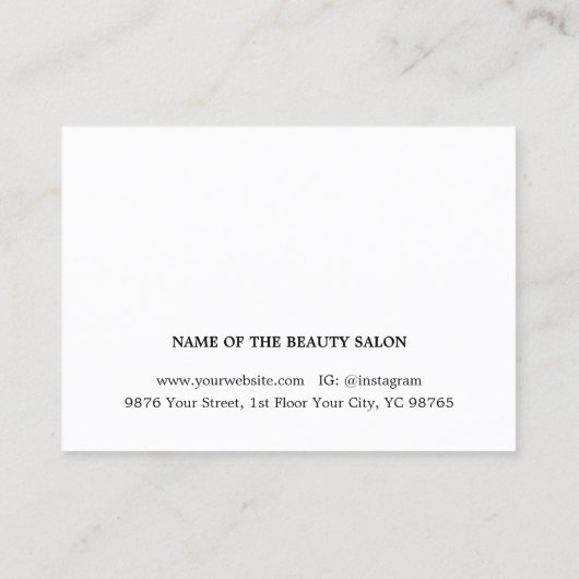 Carte De Rendez-vous Simple Elegant Black White Beauté (Dos)