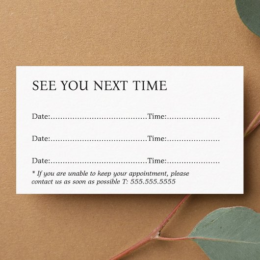 Carte De Rendez-vous Simple Élégant Noir Blanc Gras