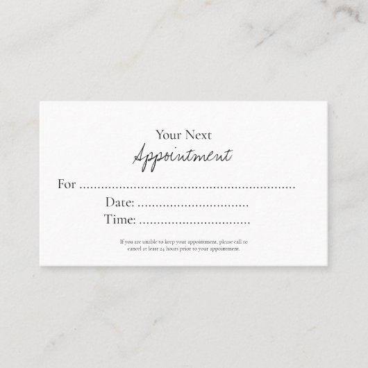 Carte De Rendez-vous Simple Elegant Script Appointment Card (Devant)
