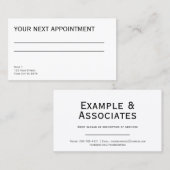 Carte de rendez-vous simple en blanc clair (Devant / Derrière)