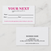 Carte de rendez-vous simple et élégante White Pink (Devant / Derrière)