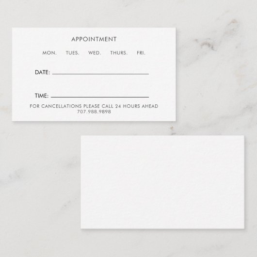 Carte de rendez-vous simple et minimale Toute entr (Devant / Derrière)