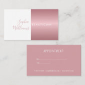 Carte de rendez-vous simple moderne or rose et bla (Devant / Derrière)