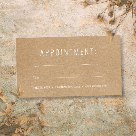 Carte de rendez-vous simple moderne rustique Kraft