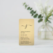 Carte De Rendez-vous Simple Monogramme Black & Faux Gold Foil Vertical (Debout devant)