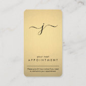 Carte De Rendez-vous Simple Monogramme Black & Faux Gold Foil Vertical (Dos)