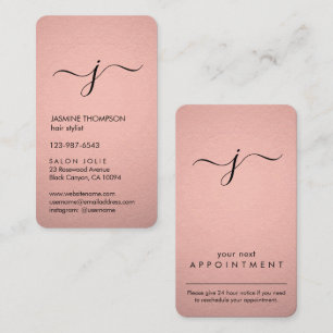 Carte De Rendez-vous Simple Monogramme Rose Gold Foil Vertical