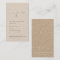 Simple Monogramme Script Blush et Kraft Vertical