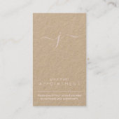 Carte De Rendez-vous Simple Monogramme Script Blush et Kraft Vertical (Dos)