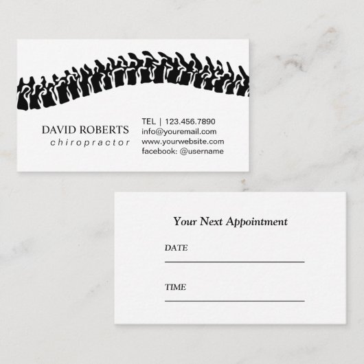 Carte de rendez-vous simple pour chiropracteur (Devant / Derrière)