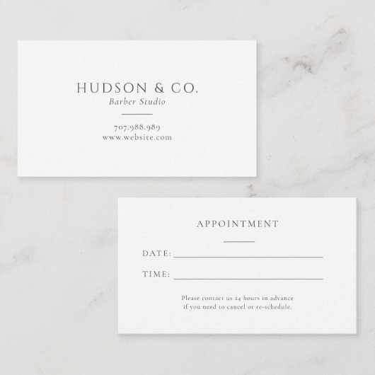 Carte de rendez-vous simple pour salon de coiffure (Devant / Derrière)