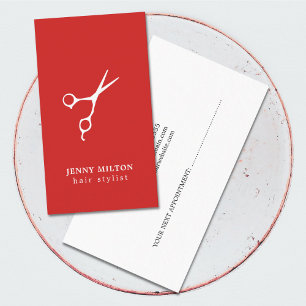 Carte De Rendez-vous Simple Red White Hair Stylist Appointment Card