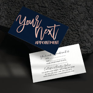 Carte De Rendez-vous Simple Rose Gold Navy Blue Modern Typographie