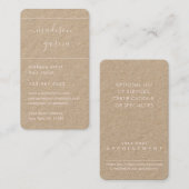 Carte De Rendez-vous Simple Script Blush Pink & Kraft Élégant Vertical (Devant / Derrière)