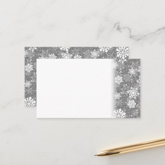 Carte De Rendez-vous Snowflakes blanc Luxueux gris élégant Noël (Devant/Arrière en situation)