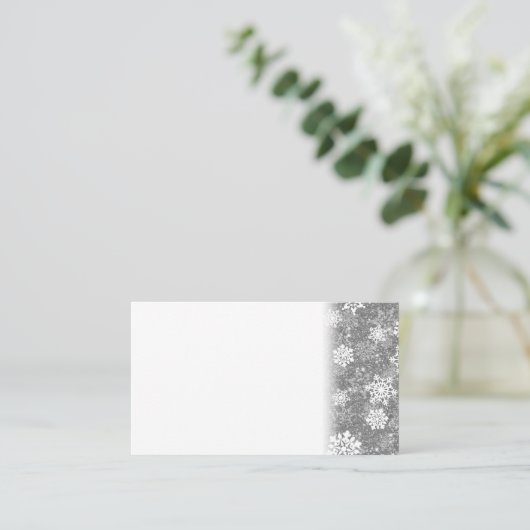 Carte De Rendez-vous Snowflakes blanc Luxueux gris élégant Noël (Debout devant)