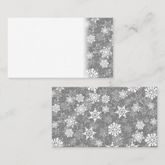Carte De Rendez-vous Snowflakes blanc Luxueux gris élégant Noël (Devant / Derrière)