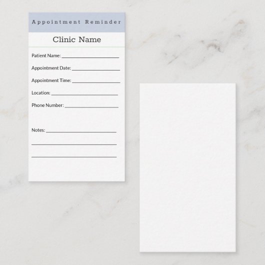 Carte De Rendez-vous Soft Blue Minimal Appointment Card (Devant / Derrière)