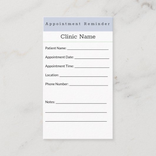 Carte De Rendez-vous Soft Blue Minimal Appointment Card (Devant)