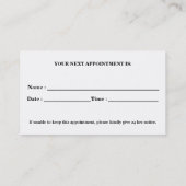 Carte De Rendez-vous Soins dentaires professionnels Nomination d'un den (Dos)