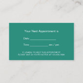 Carte De Rendez-vous Soins dentaires professionnels Turquoises (Dos)
