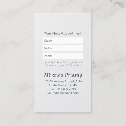 Carte De Rendez-vous Soins pour animaux de compagnie Gros assis Baignad (Dos)