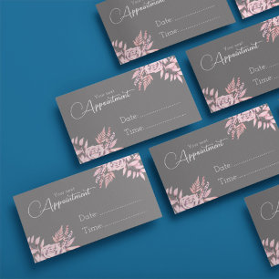 Carte de rendez-vous sophistiquée rose et fusain