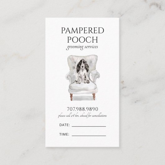 Carte De Rendez-vous Spa de chien de poche choyé Grosse (Devant)
