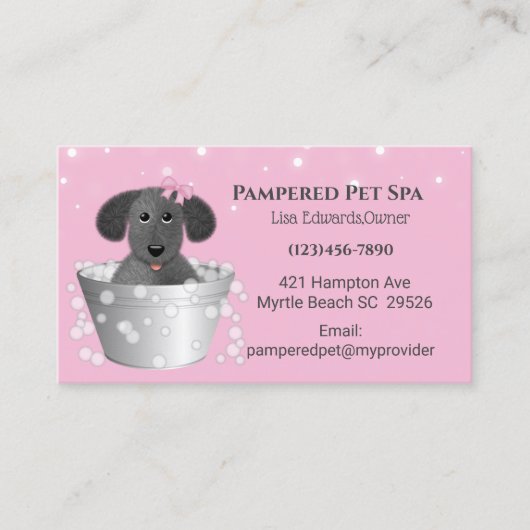 Carte de rendez-vous Spa de chien de taille rose (Devant)