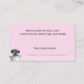 Carte de rendez-vous Spa de chien de taille rose (Dos)