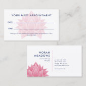 Carte De Rendez-vous Spa de massage Lotus rose (Devant / Derrière)