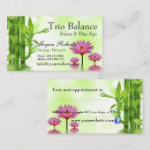 Carte De Rendez-vous Spa en bambou de salon de massage de Lotus de (Devant / Derrière)