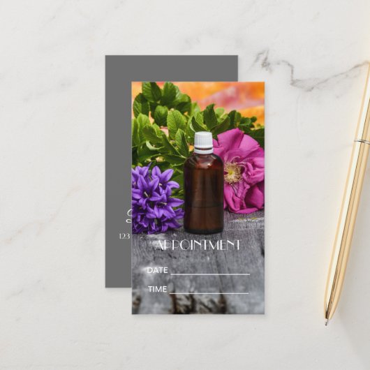 Carte De Rendez-vous SPA Essential Huile Massage Aromathérapie Rendez-v (Devant/Arrière en situation)