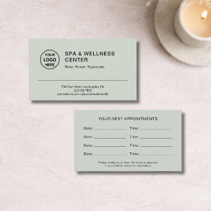Carte De Rendez-vous Spa Moderne Bien-être Vert Sauge