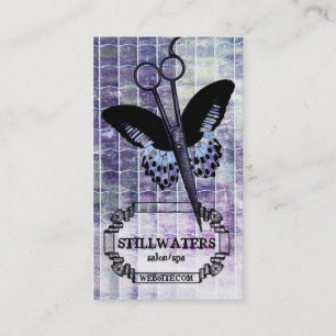 Carte De Rendez-vous spa pourpre grunge de coiffeur de ciseaux de