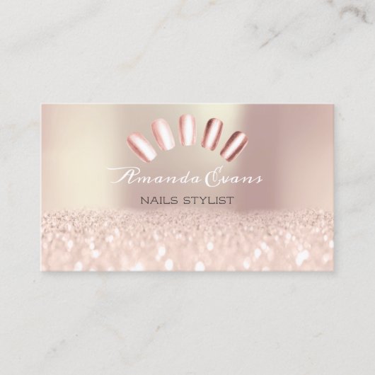 Carte De Rendez-vous Spark Parties scintillant Rose Spark Nails Artiste (Devant)