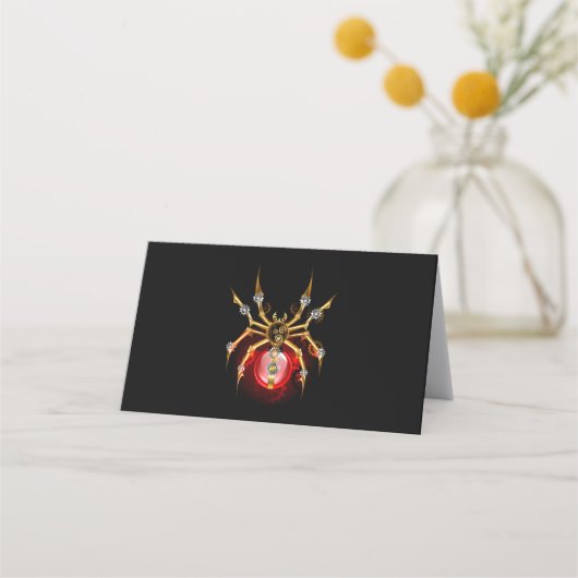 Carte De Rendez-vous Steampunk spider on black (Devant)
