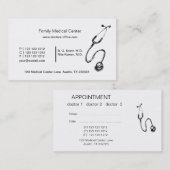 Carte De Rendez-vous Stethoscope de dessin Médicale noir noir (Devant / Derrière)