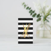 Carte De Rendez-vous Stripes | Golden Scissors Comb Logo (Debout devant)