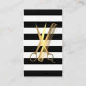Carte De Rendez-vous Stripes | Golden Scissors Comb Logo (Devant)
