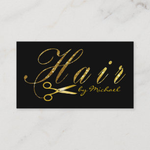 Carte De Rendez-vous Styliste de cheveux Ciseaux d'or Script Rendez-vou