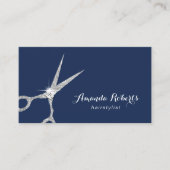 Carte De Rendez-vous Styliste de cheveux ciseaux modernes Marine Blue R (Devant)