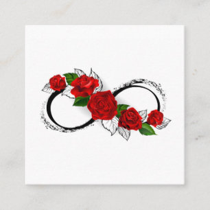 Carte De Rendez-vous Symbole d'infini avec les roses rouges