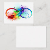Carte De Rendez-vous Symbole d'infini avec plume arc-en-ciel (Devant / Derrière)